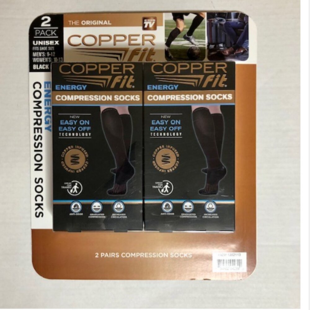 Copper Fit 2 PAIRS Knee High Compression Socks L/XL